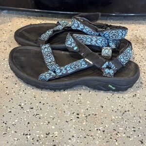 Teva Black Sandals with Blue Patterned Straps